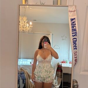 Victoria's Secret White and Green Floral Pajama Set